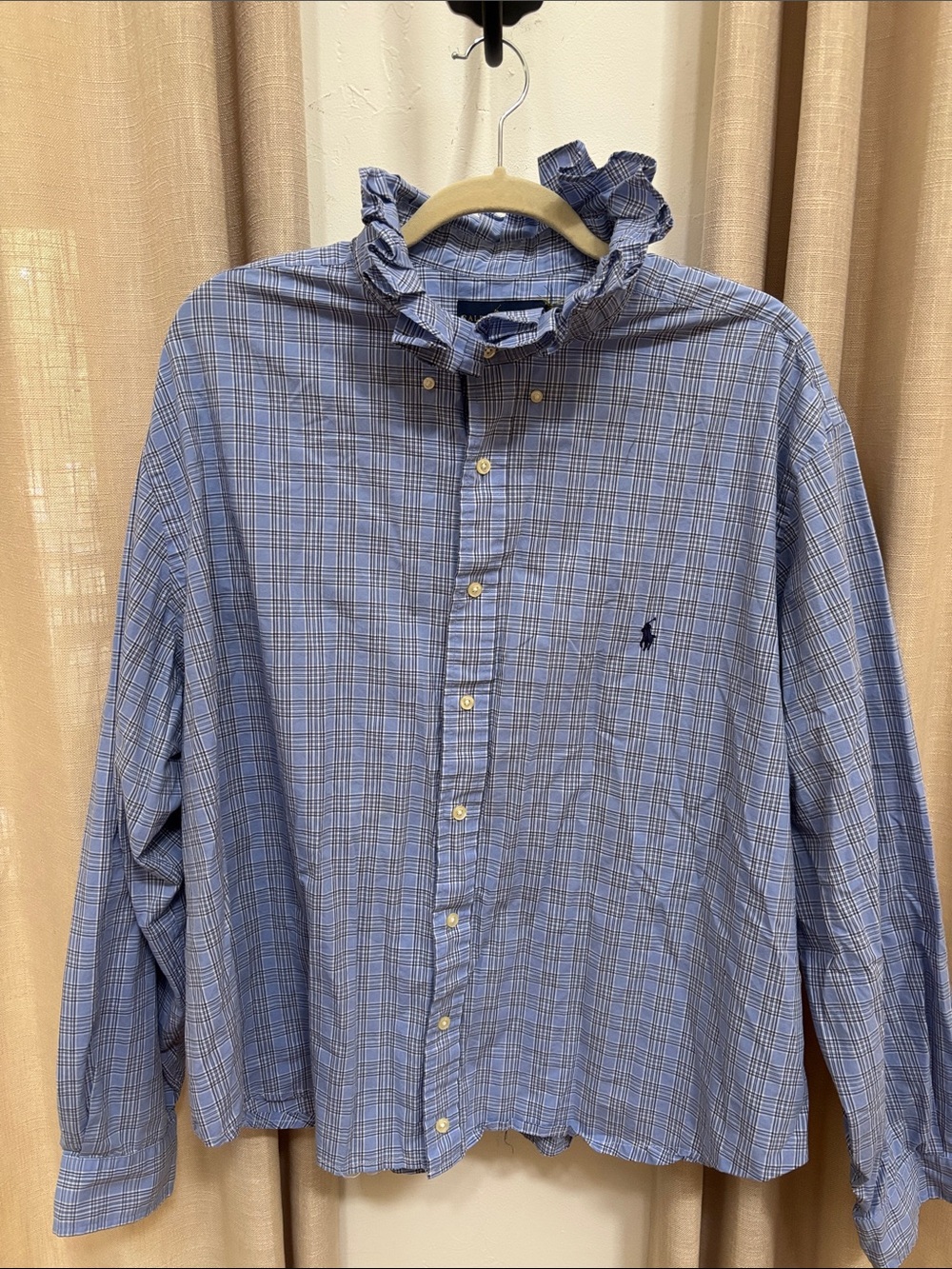 Ralph Lauren DIY cropped ruffle collar shirt
